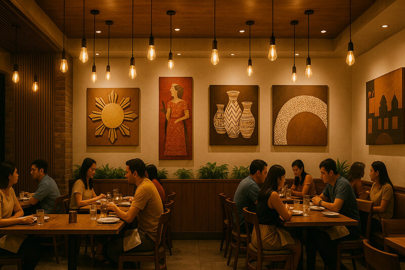 Interior of a Kapitolyo restaurant with diners