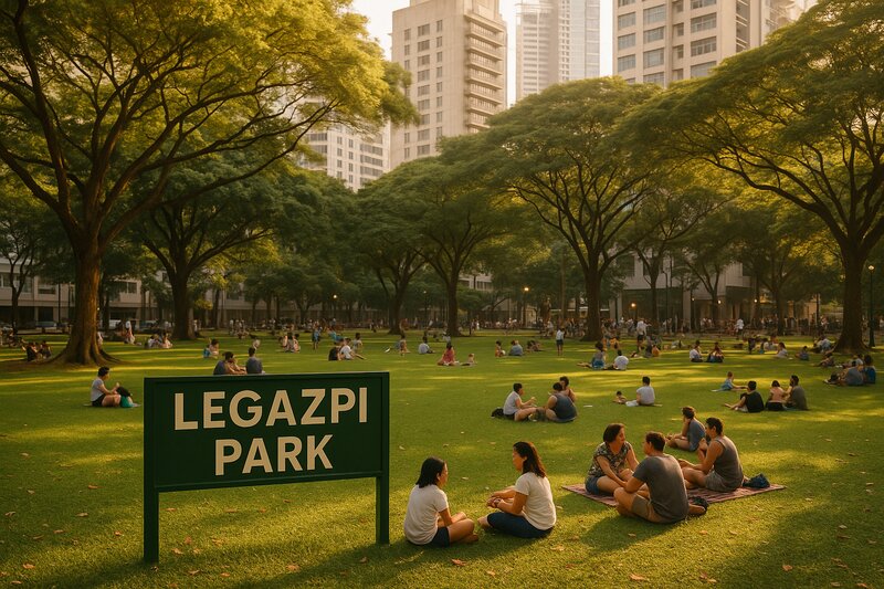 People gathering at Washington Sycip Park