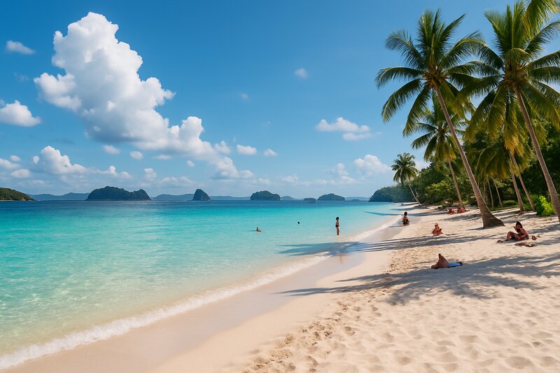 Crystal clear waters and white sand beach in Batangas near Manila