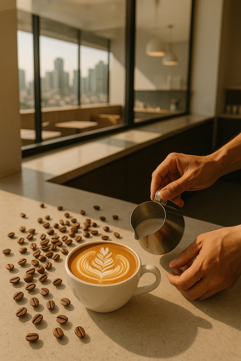 Specialty coffee cup with latte art at a modern Manila coffee shop