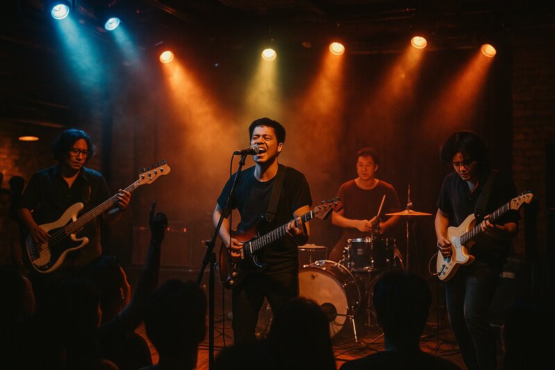 Live band performing on stage at Manila music venue