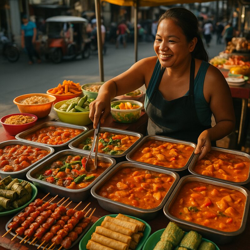 Authentic Manila street food vendor or food market scene