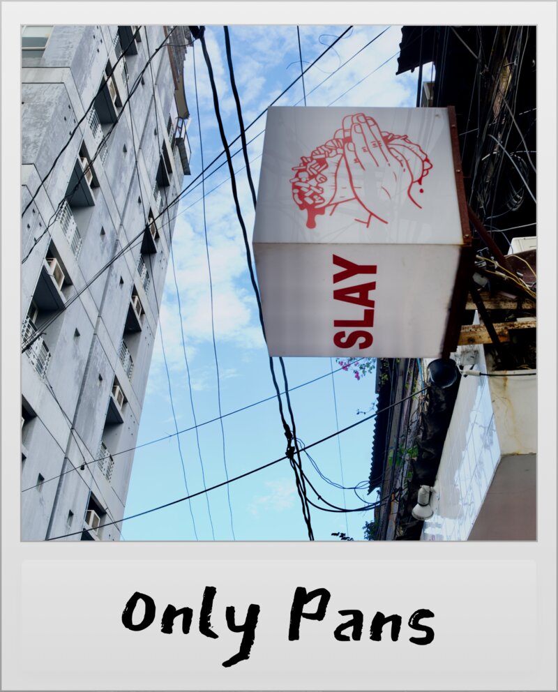 Only Pans restaurant exterior - Polaroid