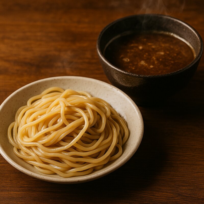 Tsukemen with thick noodles and concentrated dipping broth
