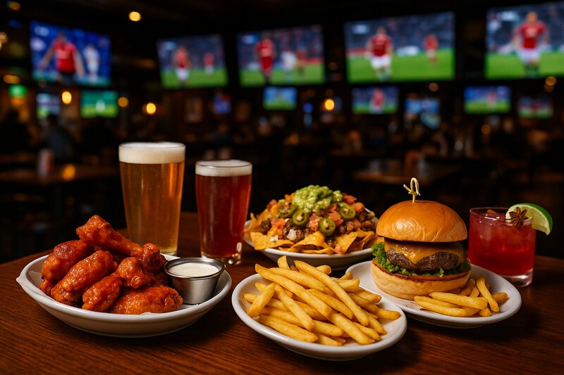 Game-day appetizers and signature cocktails at a Manila sports bar