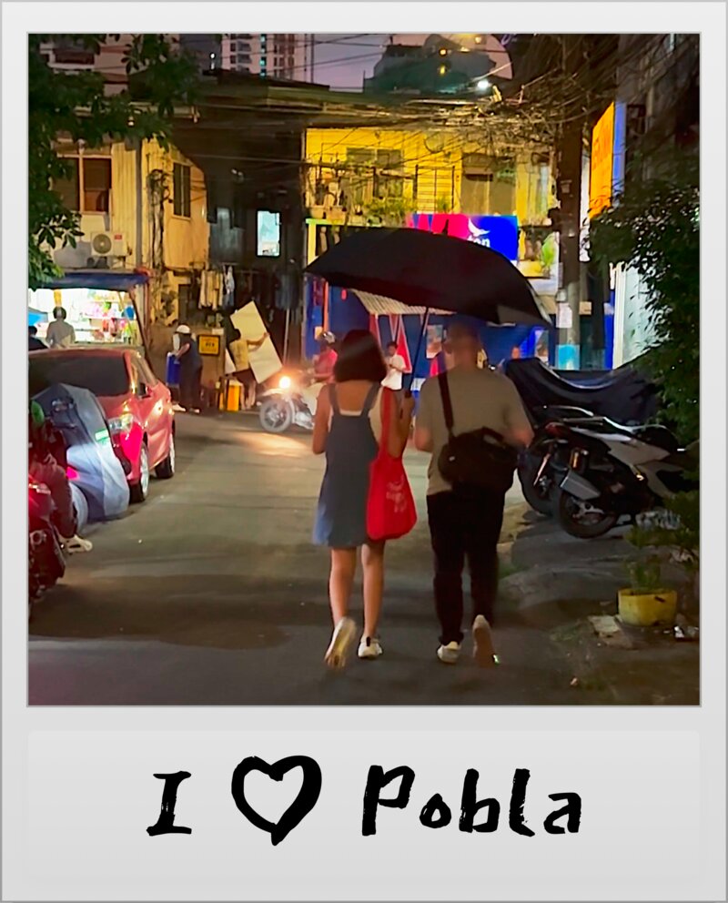 Walking through Poblacion streets at night - Polaroid