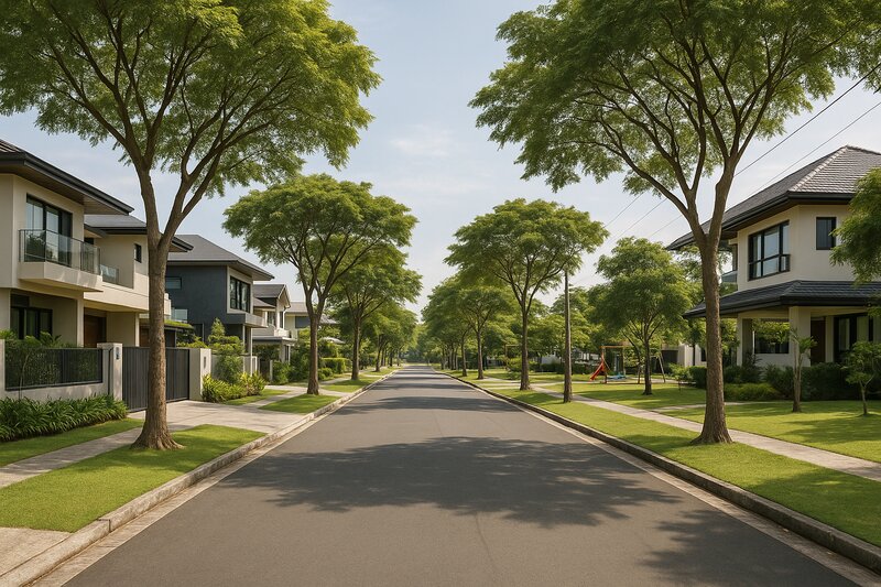 Tree-lined streets and neighborhood charm